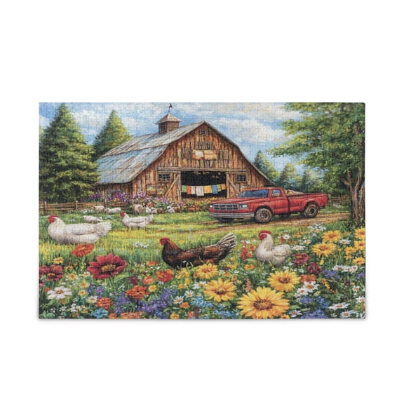 WOBOGO Warm Farm Puzzle Challenge 1000 Piece Jigsaw Suitable for Game Night Finished Size 29.5 x 19.7in
