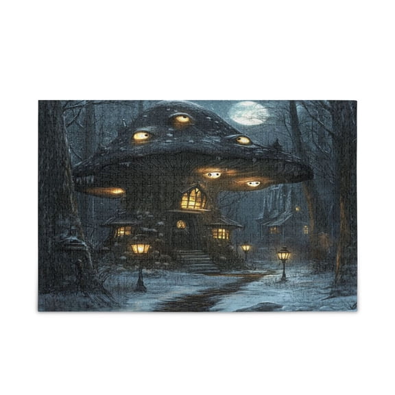 WOBOGO Warm Mushroom Room Puzzle Challenge 500 Piece Jigsaw Suitable for Game Night Finished Size 20.5 x 14.9in