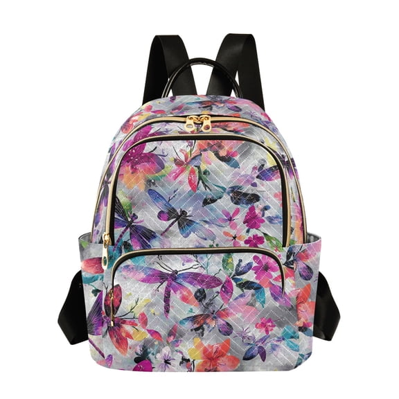 WOBOGO Watercolor Dragonfly Backpack Durable Lightweight Shoulder Bag Built-in Laptop Sleeve and Multiple Utility Compartments