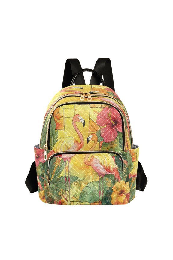 Watercolor Flamingo Butterfly Backpack Durable Lightweight Shoulder Bag Built-in Laptop Sleeve and Multiple Utility Compartments