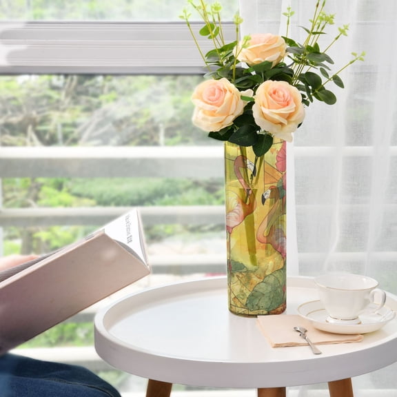 WOBOGO Watercolor Flamingo Plastic Vase Home or Wedding Decoration Centerpiece Unbreakable 11.83.9in