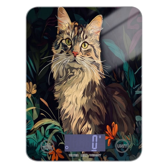 WOBOGO Watercolor Hawksbill Cat Kitchen Scale Digital Gram and Ounce Weighing for Cooking Baking Ketogenic Diet Meal Prep