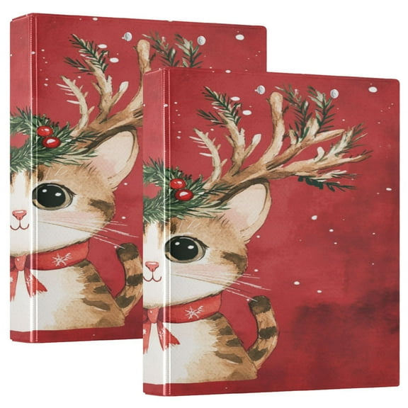 WOBOGO Watercolor Painting Of A Cute Cat File Folders Extra Large Capacity to Hold 200 Sheets of Documents Hard Shell Ring Binder for School Home Office