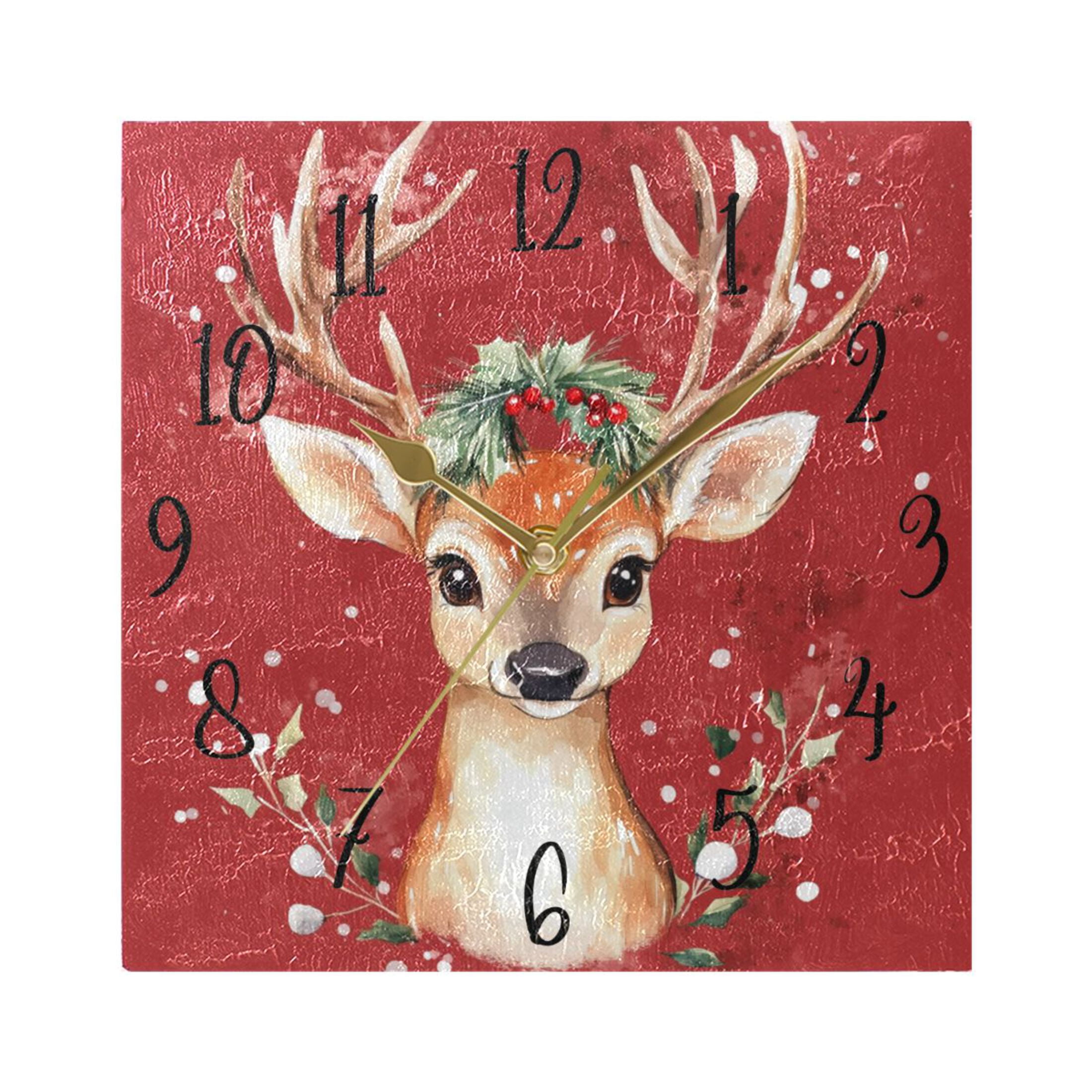 WOBOGO Watercolor Painting Of A Cute Deer Wall Clock 7.78 Inch Battery ...