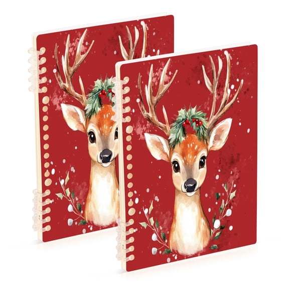 WOBOGO Watercolor Painting Of A Cute Deer Notebook College Horizontal Grid Paper Ink Spill Resistant Water Resistant Cover 8.3x5.7x0.4in
