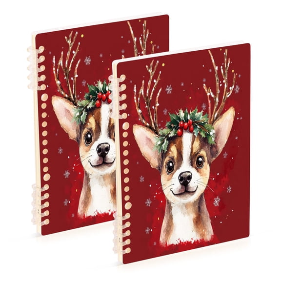 WOBOGO Watercolor Painting Of A Cute Dog Notebook College Horizontal Grid Paper Ink Spill Resistant Water Resistant Cover 8.3x5.7x0.4in