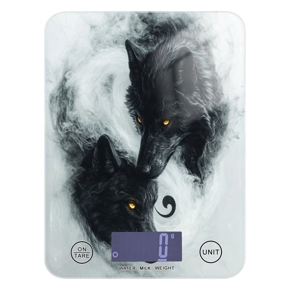 WOBOGO Watercolor Style Black Wolf Kitchen Scale Digital Gram and Ounce Weighing for Cooking Baking Ketogenic Diet Meal Prep