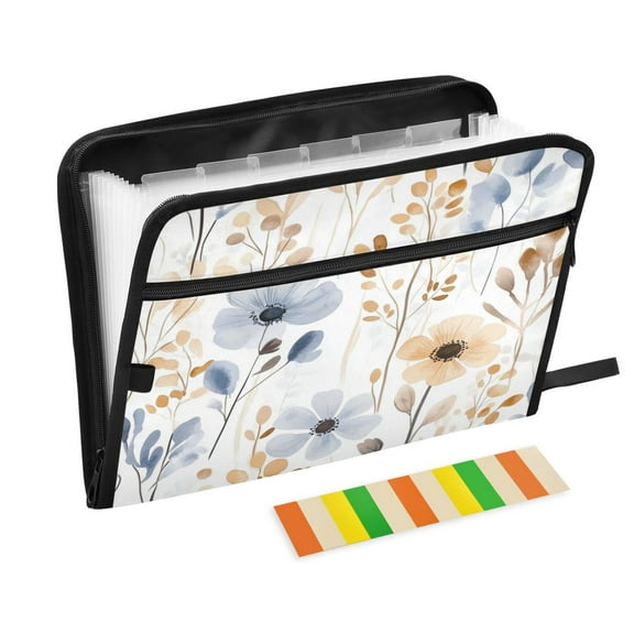 WOBOGO Watercolor Wildflowers Expanding File Folder Letter Size Accordion Filing Organizer 13 Pocket Separate Organ Pocket
