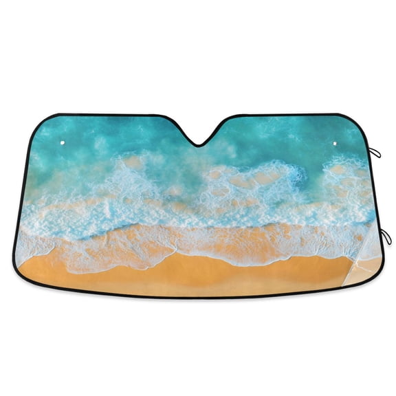 WOBOGO Wave Beach Car Windshield Sunshades Autopilot Lightweight Accordion Sun Visor 53×23.5in