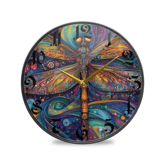 WOBOGO Weird Style Dragonfly Acrylic Wall Clock Battery Operated 9.5in Silent No Tick Bedroom Living Room Office Classroom Decoration