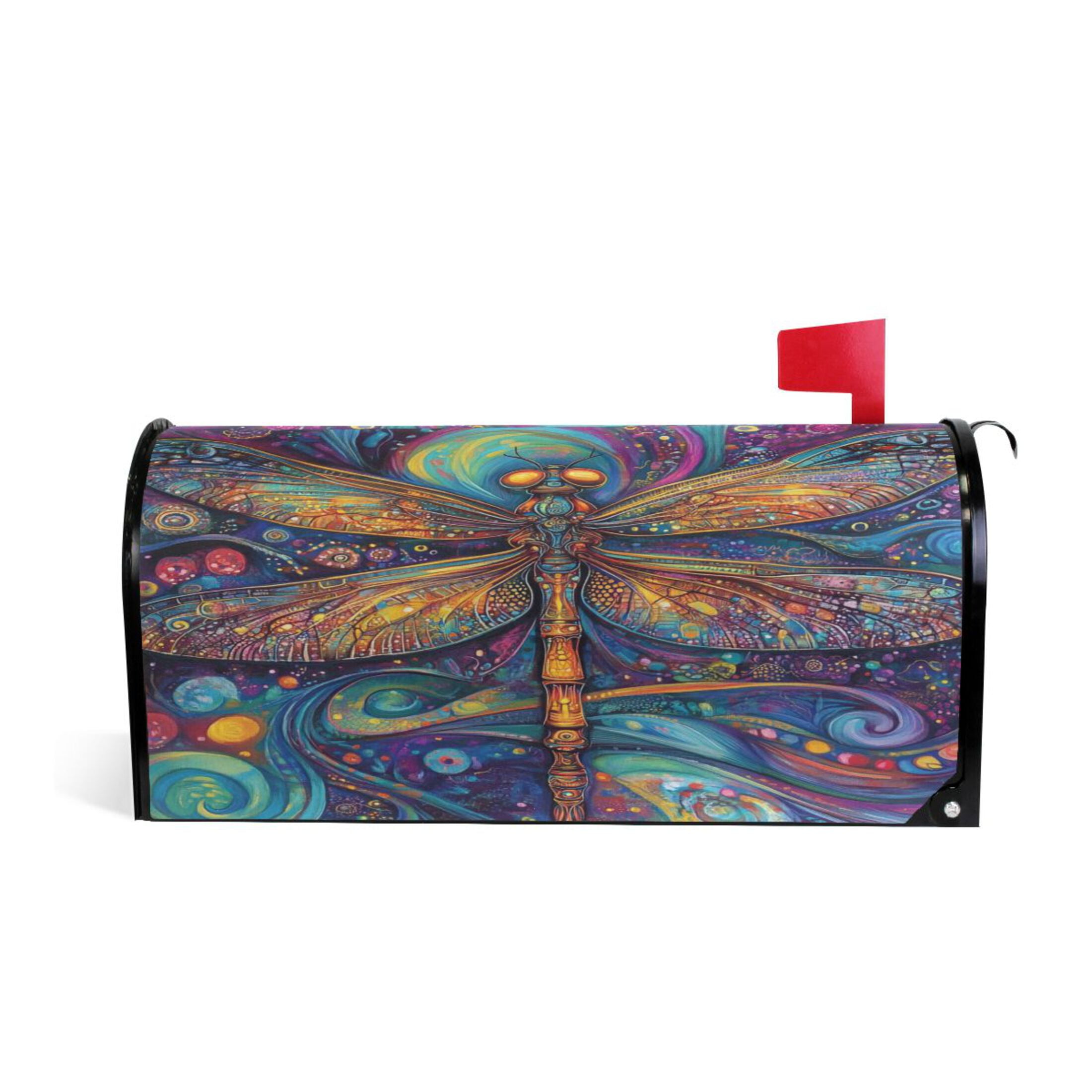 WOBOGO Weird Style Dragonfly Mailbox Cover Magnetic for Garden Yard Home Decor Standard Size 25.4×20.78in