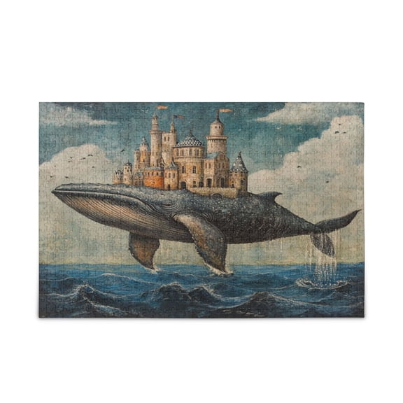 WOBOGO Whale Castle Puzzle Challenge 500 Piece Jigsaw Suitable for Game Night Finished Size 20.5 x 14.9in