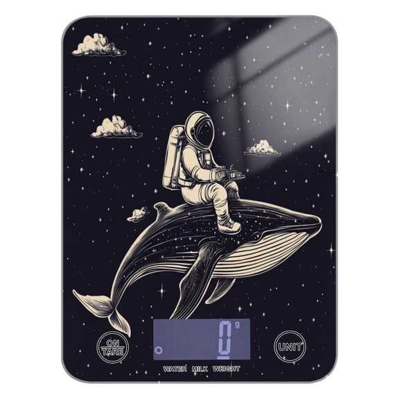 WOBOGO Whale Riding Astronaut Pattern Kitchen Scale Digital Gram and Ounce Weighing for Cooking Baking Ketogenic Diet Meal Prep