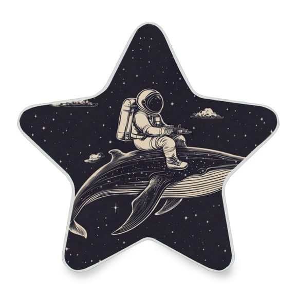WOBOGO Whale Riding Astronaut Pattern LED Star Night Light 0.2 Watt Wall Plug Dusk to Dawn Auto Switch Adjustable Brightness Soft White Light