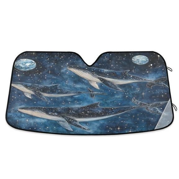 WOBOGO Whale Stars Car Windshield Sunshades Autopilot Lightweight Accordion Sun Visor 55×27.6in