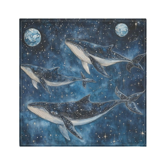 WOBOGO Whale Stars Cloth Napkins 1 Piece Soft Elegant Touch Durable Absorbent Quick Drying for Elegant Dining