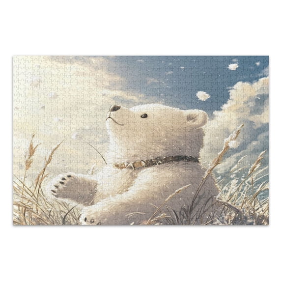 WOBOGO White Bear Enjoying The Sunshine Jigsaw Puzzle Challenge 500 Piece Jigsaw Suitable for Game Night Finished Size 20.5 x 14.9in