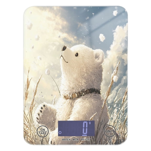 WOBOGO White Bear Enjoying The Sunshine Kitchen Scale Digital Gram and Ounce Weighing for Cooking Baking Ketogenic Diet Meal Prep