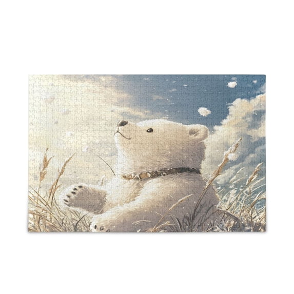 WOBOGO White Bear Enjoying The Sunshine Puzzle Challenge 500 Piece Jigsaw Suitable for Game Night Finished Size 20.5 x 14.9in