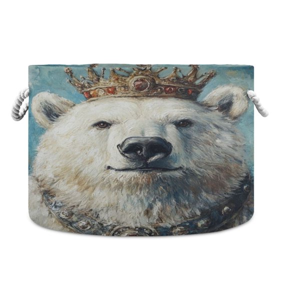 WOBOGO White Bear King Toy Storage Basket 2014in Canvas Laundry Hamper for Living Room Kids Room Bathroom Organizer