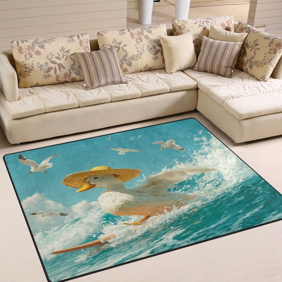 WOBOGO White Duck Carpet Non-Slip Rugs Soft Doormat 80×58in Living Dining Room Bedroom Decorative