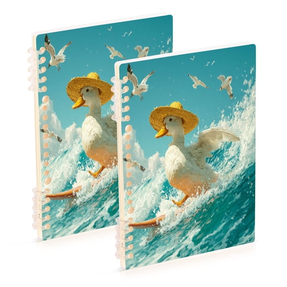 WOBOGO White Duck Notebook College Horizontal Grid Paper Ink Spill Resistant Water Resistant Cover 8.3x5.7x0.4in