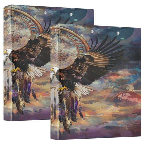 WOBOGO White Eagles Soaring File Folders Extra Large Capacity to Hold 200 Sheets of Documents Hard Shell Ring Binder for School Home Office