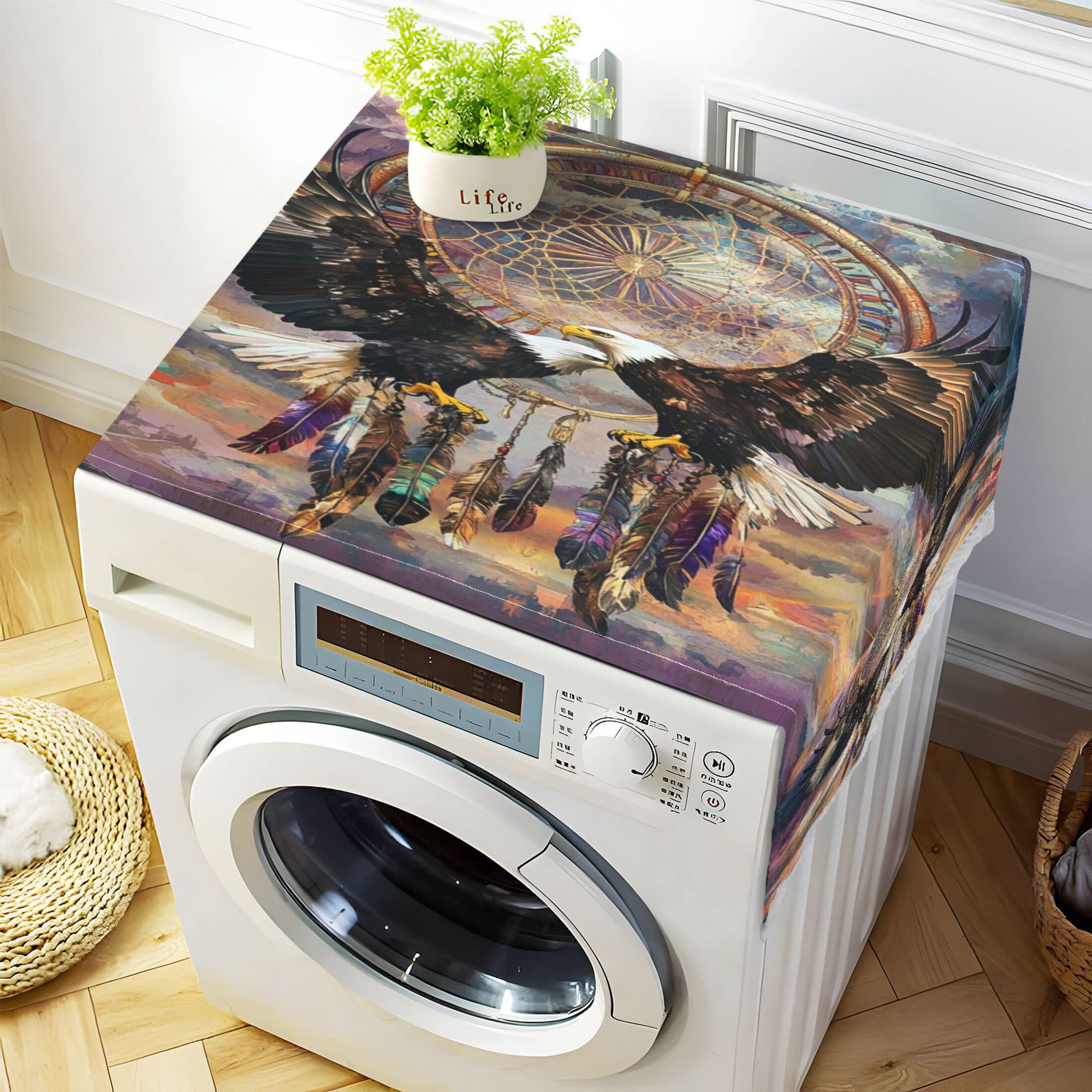 WOBOGO White Eagles Soaring Washing Machine Cloth Dryer Refrigerator Top Cover Protective Non-Slip Mat For Kitchen Laundry