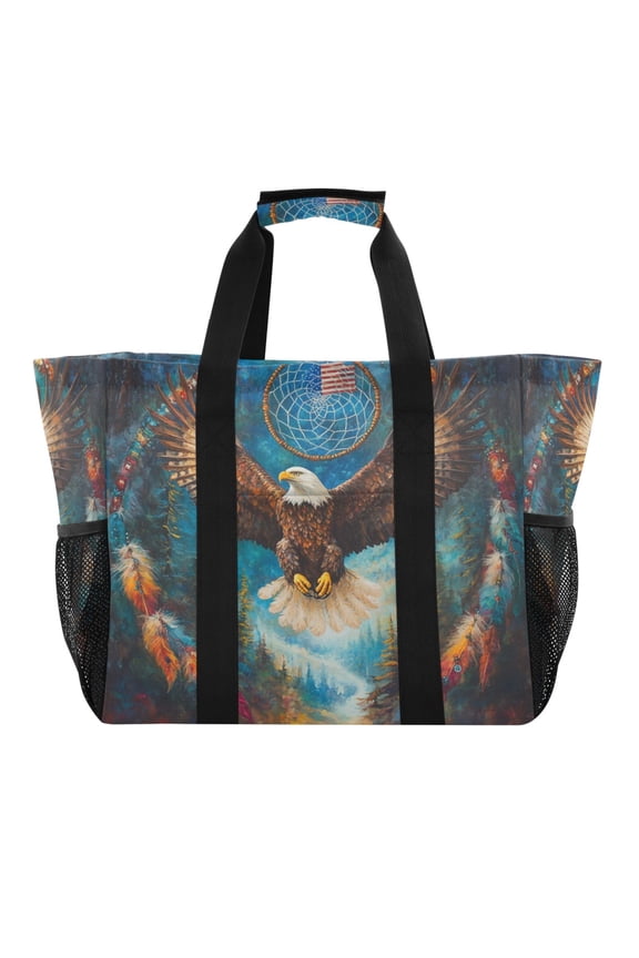 White Headed Sea Eagle Tote Shopping Bag Reusable Heavy Duty Durable Foldable Washable 15.412.89.8in