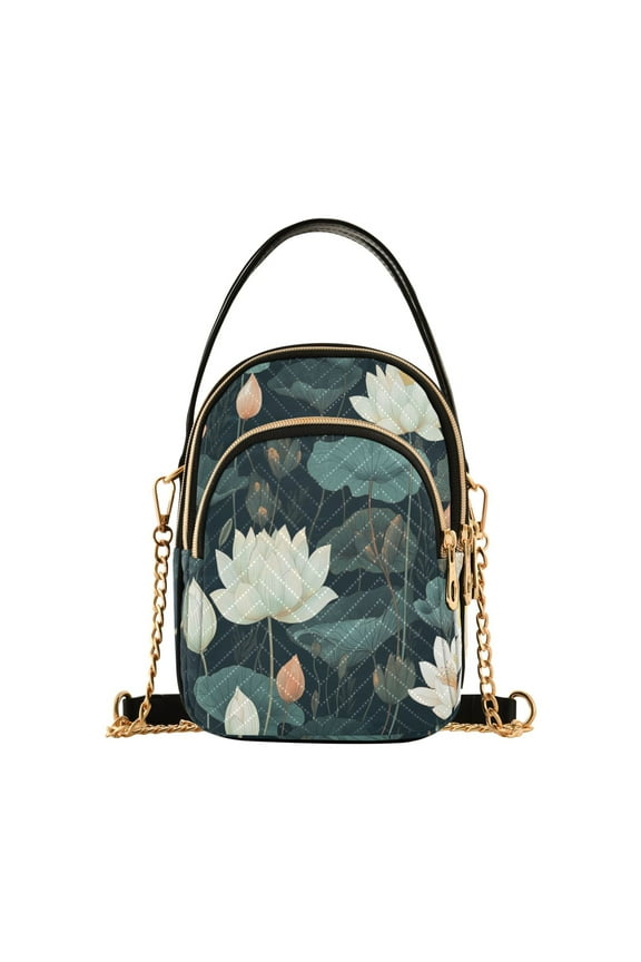 White Lotus Flower Ladies Chain Shoulder Bag Fashion Designer Handbag Versatile Classic Style