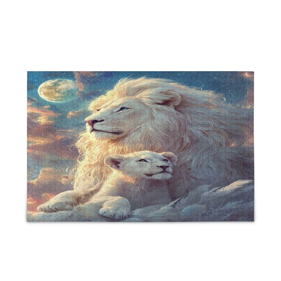 WOBOGO White Maned Lions Puzzle Challenge 500 Piece Jigsaw Suitable for Game Night Finished Size 20.5 x 14.9in