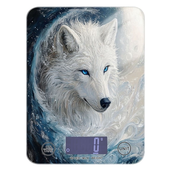 WOBOGO White Wolf with Blue Eyes Kitchen Scale Digital Gram and Ounce Weighing for Cooking Baking Ketogenic Diet Meal Prep