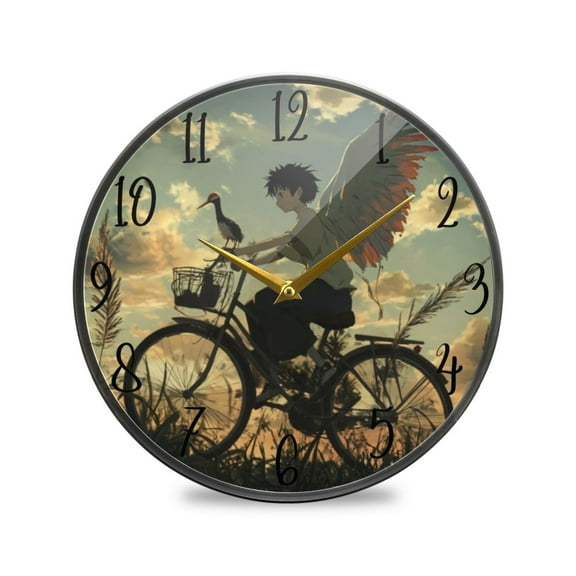 WOBOGO Wild Crane Boy Acrylic Wall Clock Battery Operated 9.5in Silent No Tick Bedroom Living Room Office Classroom Decoration
