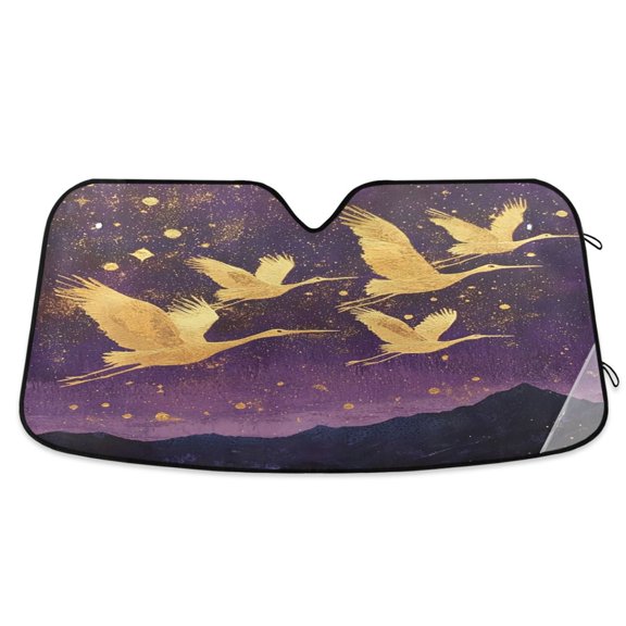 WOBOGO Wild Crane Car Windshield Sunshades Autopilot Lightweight Accordion Sun Visor 55×27.6in