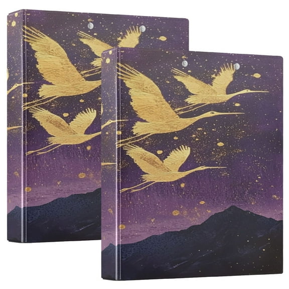 WOBOGO Wild Crane File Folders Extra Large Capacity to Hold 200 Sheets of Documents Hard Shell Ring Binder for School Home Office