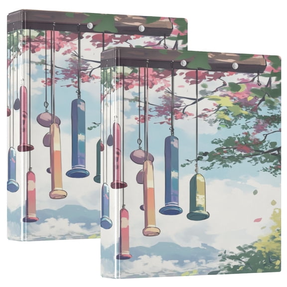 WOBOGO Wind Chimes File Folders Extra Large Capacity to Hold 200 Sheets of Documents Hard Shell Ring Binder for School Home Office