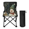 thumbnail image 1 of WOBOGO Winter Snowman Camping Chair Convenient Four Corner Backrest Folding Stool Can Hold Up to 220lbs, 1 of 8