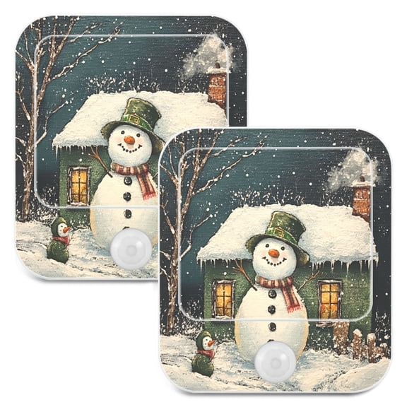 WOBOGO Winter Snowman Night Light Lamp with Smart Sensor Dusk to Dawn Sensor 0.6W Plug-in 2-Pack