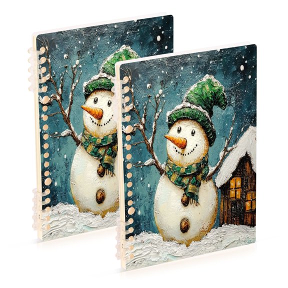 WOBOGO Winter Snowman Notebook College Horizontal Grid Paper Ink Spill Resistant Water Resistant Cover 8.3x5.7x0.4in
