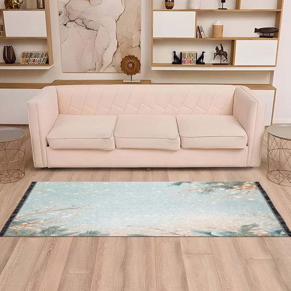 WOBOGO Winter Themed Pattern Bedside long rug delicate and soft modern indoor area decor non slip carpet for bed room corridor entrance balcony