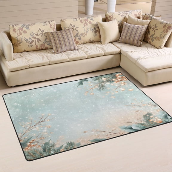 WOBOGO Winter Themed Pattern Carpet Non-Slip Rugs Soft Doormat 31×20in Living Dining Room Bedroom Decorative