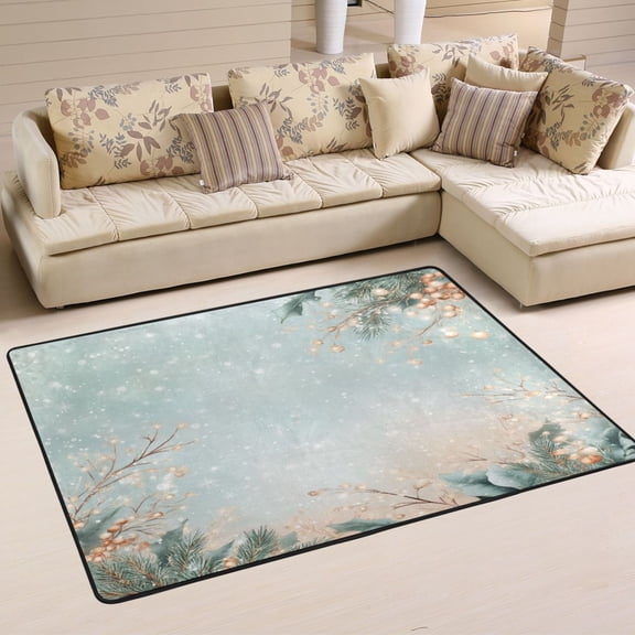WOBOGO Winter Themed Pattern Carpet Non-Slip Rugs Soft Doormat 36×24in Living Dining Room Bedroom Decorative