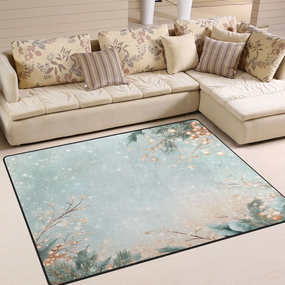 WOBOGO Winter Themed Pattern Carpet Non-Slip Rugs Soft Doormat 63×48in Living Dining Room Bedroom Decorative