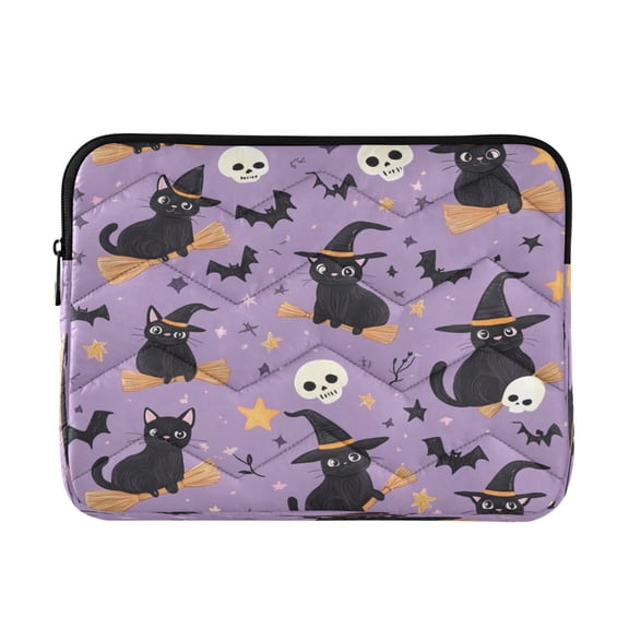 WOBOGO Witch Hat Cat Purple Pattern Laptop Sleeve 15.7 inch Lightweight Zipper Design Soft Padded Protection Against Scratches and Impacts