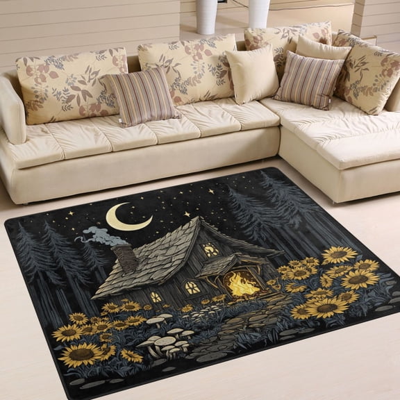 WOBOGO Witch Hut Carpet Non-Slip Rugs Soft Doormat 80×58in Living Dining Room Bedroom Decorative