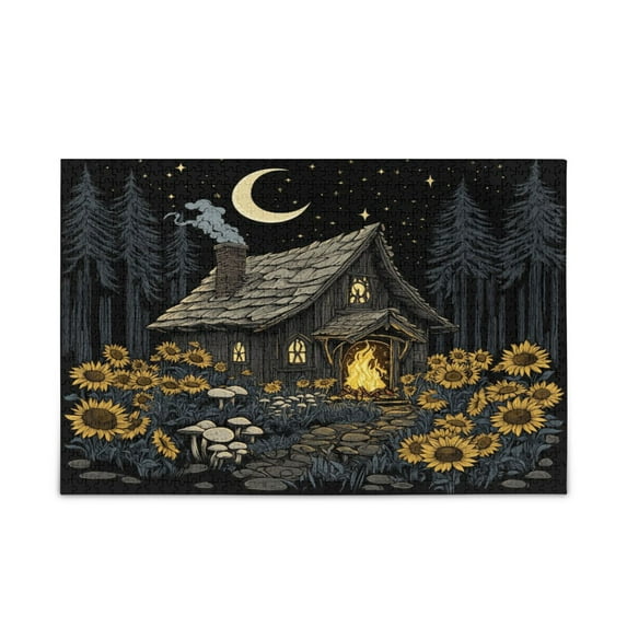 WOBOGO Witch Hut Puzzle Challenge 500 Piece Jigsaw Suitable for Game Night Finished Size 20.5 x 14.9in