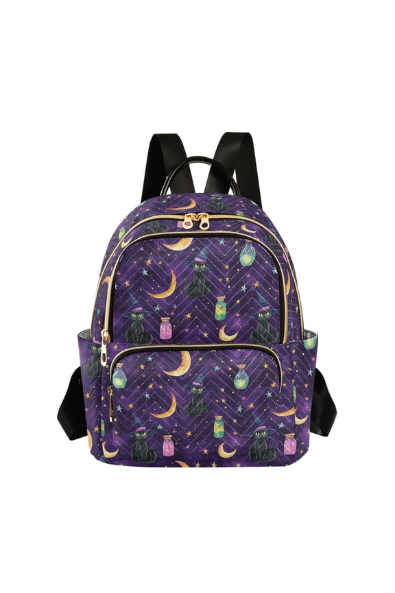 Wizard Hat Kitten Backpack Durable Lightweight Shoulder Bag Built-in Laptop Sleeve and Multiple Utility Compartments
