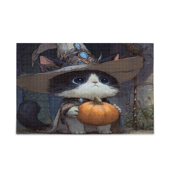 WOBOGO Wizard Kitten Puzzle Challenge 500 Piece Jigsaw Suitable for Game Night Finished Size 20.5 x 14.9in