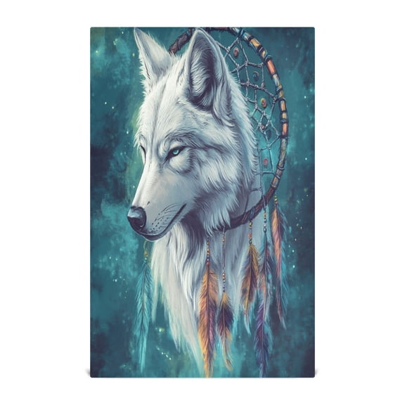 WOBOGO Wolf King Dreamcatcher Kitchen Towel 1 Piece Large Cotton Dishcloth Premium Absorbency Set with Hanging Loop