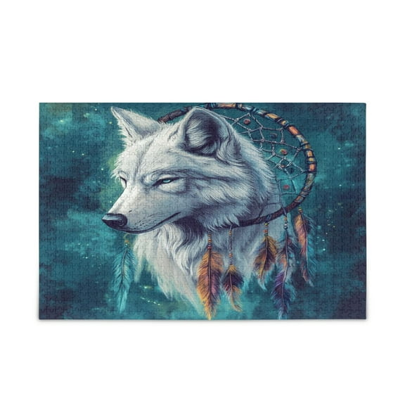 WOBOGO Wolf King Dreamcatcher Puzzle Challenge 500 Piece Jigsaw Suitable for Game Night Finished Size 20.5 x 14.9in